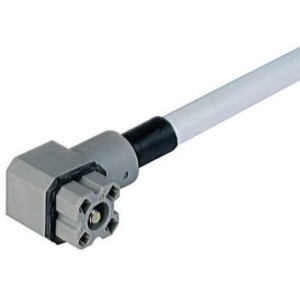 G 20 KW 3 F, Cordset, single ended, male, angled, pins: 2+PE, Central Screw, 230 V AC/DC, 10A, solder, Hirschmann