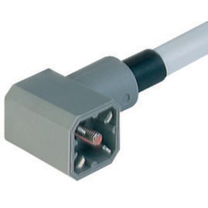 G 30 KW 3 M, Field Attachable, female, angled, pins: 3+PE, Central Screw, 230 V AC/DC, 6A, solder, Hirschmann