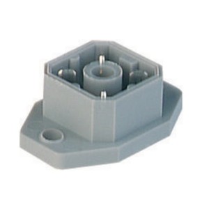 G 4 A 5 M Au Grey, Receptacle, male, Rear PCB mount with flange, pins: 4, 50V AC/DC, 10A, solder, Hirschmann