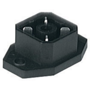 G 4 A 5 M Black, Receptacle, male, Rear PCB mount with flange, pins: 4, 50V AC/DC, 10A, solder, Hirschmann