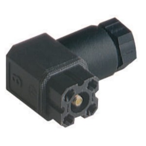 G 4 W 1 F Black, Field Attachable, female, angled, pins: 4, Central Screw, 50V AC/DC, 6A, solder, Hirschmann
