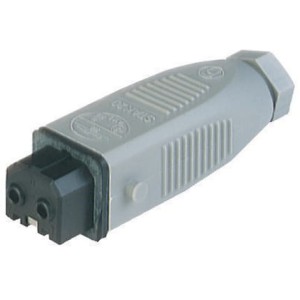 STAK 20, prostokątne złącze zasilające do samokonfekcjonowania (seria ST): żeńskie, proste z obejmą kabla , 2-pin+PE, 230 V AC/DC, 16 A AC/6 A DC, Hirschmann