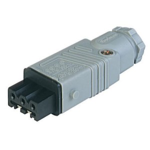 STAK 3 N grau, prostokątne złącze zasilające do samokonfekcjonowania (seria ST): żeńskie, proste z obejmą kabla , 3-pin+PE, 400 V AC/230 V DC, 16 A AC/10 A DC, Hirschmann
