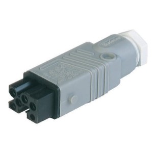 STAK 5, prostokątne złącze zasilające do samokonfekcjonowania (seria ST): żeńskie, proste z obejmą kabla , 5-pin+PE, 400 V AC/230 V DC, 10 A AC/6 A DC, Hirschmann
