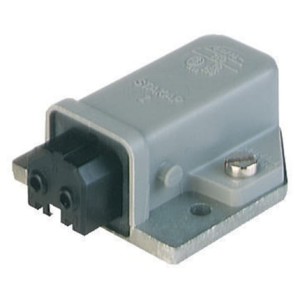 STAKAP 2, Rectangular Receptacle Power Connector (ST Series): Female, panel mount, 2-pin+PE, grey housing, 230 V AC/DC, 16 A AC/6 A DC, Hirschmann