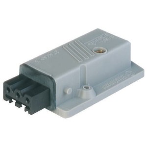 STAKAP 3 N, Rectangular Receptacle Power Connector (ST Series): Female, panel mount, 3-pin+PE, grey housing, 400 V AC / 230 V DC, 16 A AC/10 A DC, Hirschmann