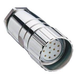 RKC 120/13,5, M23 Polowe złącze zasilające: żeńskie, proste, 12-pin, srebrna obudowa, 120 V AC/DC, Lumberg Automation
