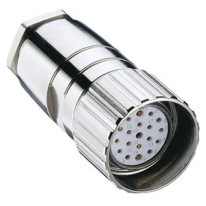 RKC 190/13,5, M23 Polowe złącze zasilające: żeńskie, proste, 19-pin, srebrna obudowa, 120 V AC/DC, Lumberg Automation