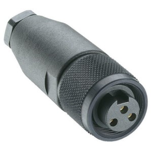 RKC 30/11, 7/8" Power Field Attachable Connector: Female, straight, 3-pin(2+PE), black housing, 230 V AC/DC, 12 A, Lumberg Automation