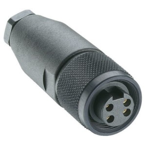 RKC 40/11, 7/8" Power Field Attachable Connector: Female, straight, 4-pin, black housing, 230 V AC/DC, 9 A, Lumberg Automation