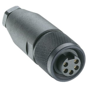 RKC 50/13,5, 7/8" Power Field Attachable Connector: Female, straight, 5-pin(4+PE), black housing, 230 V AC/DC, 9 A, Lumberg Automation