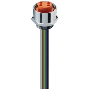 RKF 40/13,5-02, 7/8" Power Receptacle Connector: Female, front mount, 4-pin, silver housing, 230 V AC/DC, 9 A, 0.50 mm², Lumberg Automation