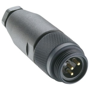 RSC 30/13,5, 7/8" Power Field Attachable Connector: Male, straight, 3-pin(2+PE), black housing, 230 V AC/DC, 12 A, Lumberg Automation