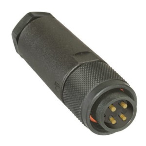 RSC 401/11, 7/8" Power Field Attachable Connector: Male, straight, 4-pin, black housing, 230 V AC/DC, 9 A, Lumberg Automation
