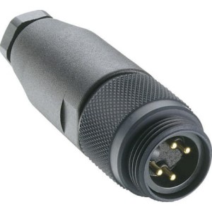 RSC 40/16, 7/8" Power Field Attachable Connector: Male, straight, 4-pin, black housing, 230 V AC/DC, 9 A, Lumberg Automation