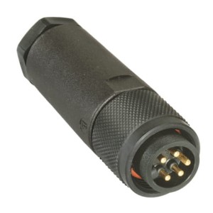 RSC 501/11, 7/8" Power Field Attachable Connector: Male, straight, 5-pin(4+PE), black housing, 230 V AC/DC, 9 A, Lumberg Automation