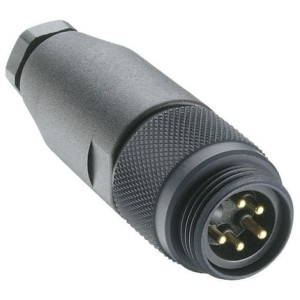 RSC 50/13,5, 7/8" Power Field Attachable Connector: Male, straight, 5-pin(4+PE), black housing, 230 V AC/DC, 9 A, Lumberg Automation