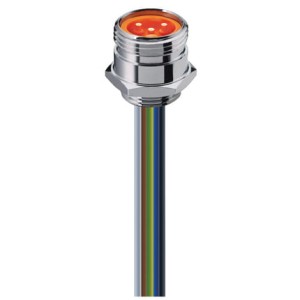 RSF 30/11-01, 7/8" Power Receptacle Connector: Male, front mount, 3-pin(2+PE), silver housing, 230 V AC/DC, 12 A, 0.75 mm², Lumberg Automation