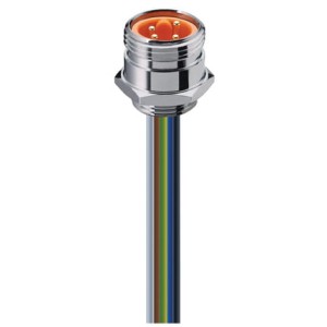 RSF 40/11-02, 7/8" Power Receptacle Connector: Male, front mount, 4-pin, silver housing, 230 V AC/DC, 9 A, 0.50 mm², Lumberg Automation