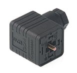 GDM 2009 schwarz, Hirschmann GDM Form A cable socket field attachable valve connector with central screw M 3 x 35, in accordance with DIN EN 175 301-803-A, 2 + PE, PG 9 cable gland (max. 1.5 mm²), black housing, rated voltage: 250 V AC/DC, Hirschmann