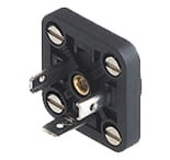 GSE 2000 N4, Hirschmann GSE typ A złącze do montażu na maszynie lub płycie metalowej , obracane wokół kołnierza, nakrętka podtrzymująca i 4 śruby M 3 x 6, zgodnie z DIN EN 175 301-803-A, 2+ PE, czarna obudowa, zakres napięciowy: 400 V AC/DC, Hirschmann