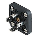 GSE 3000 N4, Hirschmann GSE typ A złącze do montażu na maszynie lub płycie metalowej , obracane wokół kołnierza, nakrętka podtrzymująca i 4 śruby M 3 x 6, zgodnie z DIN EN 175 301-803-A, 3+ PE, czarna obudowa, zakres napięciowy: 400 V AC/DC, Hirschmann