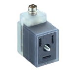 VB 1A-1-2-M8-3, adapter złącza zaworowego DIN zgodny z DIN EN 175301-803, form B, ze wskaźnikiem LED, warystorowa ochrona napięciowa, z uziemieniem, z męskim złaczem panelowym M8., Hirschmann