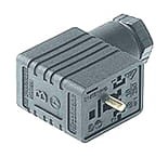 GMN 209 NJ szare, Hirschmann GMN typ B gniazdo kablowe zaworowe przyłączeniowe z centralną śrubą M 3 x 35, zgodnie z DIN EN 175 301-803-B, 2 + PE, PG 9 (czarny) tłumik kablowy (max. 1.5 mm²), szara obudowa, zakres napięciowy: 250 V AC/DC, Hirschmann