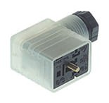 GMNL 209 NJ LED 230 YE szare, Hirschmann GMNL typ B gniazdo kablowe przyłączeniowe, zaworowe z wskaźnikiem zadziałania (LED) z diodą flyback, zgodnie z DIN EN 175 301-803-B, 2 + PE, PG 9 (szare) tłumik kablowy (max. 1.5 mm²), Hirschmann