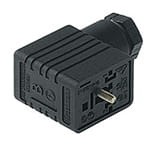 GMNL 209 NJ LED 24 YE czarne, Hirschmann GMNL typ B gniazdo kablowe przyłączeniowe, zaworowe z wskaźnikiem zadziałania (LED) z diodą flyback, zgodnie z DIN EN 175 301-803-B, 2 + PE, PG 9 (czarny) dławik kablowy (max. 1.5 mm²), Hirschmann