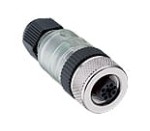 RKC/LED 4/7, M12 Micro Field attachable connector, female straight connector, 4-pole with threaded joint and LED operation and function indicator, assembling with screw terminals (printed circuit board included)., Lumberg Automation