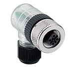 RKCW/LED 4/9, M12 Micro Field attachable connector, female right angle, 4-pole with threaded joint and LED operation and function indicator, assembling with screw terminals (printed circuit board included)., Lumberg Automation