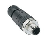 RSCQ 3/7, M12 Micro Field attachable connector, male straight connector, 3-pole with threaded joint, assembling with spring-type terminals., Lumberg Automation