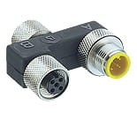 0906 UTP 101, Splitter/T-connector, with one M12 male and two M12 female connectors, 5-poles., Lumberg Automation