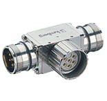 0906 UTP 201, trójnik zasilający do modułów Interbus, 6 polowe złącza M23 (2 x męskie, 1 x żeńskie)., Lumberg Automation