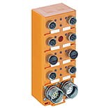 0950 ISL 202, zdalny terminal magistrali Interbus z 8 wejściami cyfrowymi (PNP) i złaczami magistrali M23. Funkcje: detekcja zwarcia, stopień ochrony IP67 / NEMA 6P, Lumberg Automation