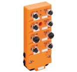 0910 ASL 438, moduł AS-Interface na płaski kabel z 4 cyfrowymi wejściami dla 2 lub 3 przewodowych sensorów i 4 cyfrowe wyjścia do podłączenia aktuatorów, wspólne gniazdo FIXCON/M12, interfejs podczerwieni do adresowania, wersja 3.0, Lumberg Automation