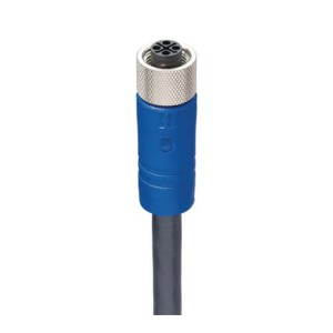 RKTS 4S-915/2 M,M12 Power Single-Ended Cordset: Female, straight, 4-pin(3+PE), S-coded, shielded, blue body, 600 V AC/DC, 16 A; PVC black cable, 1.50 mm², Lumberg Automation