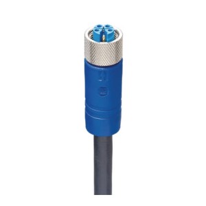 RKTS 5K-916/2 M,M12 Power Single-Ended Cordset: Female, straight, 5-pin(4+PE), K-coded, shielded, blue body, 600 V AC/DC, 16 A; PVC black cable, 1.50 mm², Lumberg Automation
