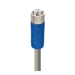 RKTS 5L-956/10 M,M12 Power Single-Ended Cordset: Female, straight, 5-pin(4+FE), L-coded, shielded, blue body, 50 V AC/60 V DC, 16 A; PUR grey cable, 1.50 mm², Lumberg Automation