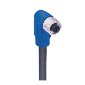 RKWT 4S-703/15 M,M12 Power Single-Ended Cordset: Female, angled, 4-pin(3+PE), S-coded, blue body, 600 V AC/DC, 16 A; PUR black cable, 1.50 mm², Lumberg Automation