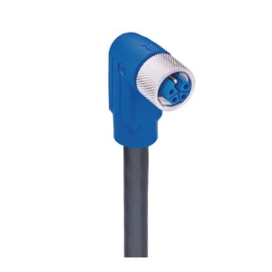 RKWT 5K-735/5 M,M12 Power Single-Ended Cordset: Female, angled, 5-pin(4+PE), K-coded, blue body, 600 V AC/DC, 16 A; PVC black cable, 1.50 mm², Lumberg Automation