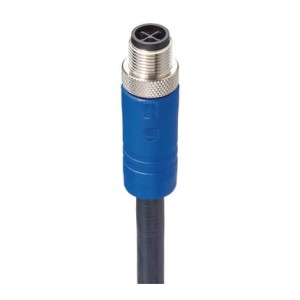 RST 4S-703/15 M,M12 Power Single-Ended Cordset: Male, straight, 4-pin(3+PE), S-coded, blue body, 600 V AC/DC, 16 A; PUR black cable, 1.50 mm², Lumberg Automation