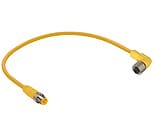 RST 5-RKWT 5-644/5 M, M12 Micro actuator/sensor cordset, double-ended, 5-poles, male straight to female right angle connector with self-locking thread and yellow PUR 22 gauge molded cable, IEC color code.", Lumberg Automation