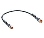 RST 8-RKT 8-282/1 M, M12 kabel konfekcjonowany aktuator/sensor, obustronnie zakończony, 8-polowe, męskie proste żeńskie proste złącze z samoblokującym gwintem i czarny formowany kabel PUR bezhalogenowy, kod kolorowy IEC, Lumberg Automation