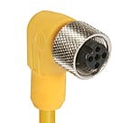 RKWT 5-794/10 M, M12 kabel konfekcjonowany aktuator/sensor, jednostronnie zakończony, 5-polowy, żeńskie kątowe złącze z samoblokującym gwintem i żółty formowany kabel TPE/PLTC 18G, Lumberg Automation