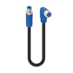 RST 5K-RKWT 5K-735/5 M,M12 Power Double-Ended Cordset: Male straight to female angled, 5-pin(4+PE), K-coded, blue body, 600 V AC/DC, 16 A; PVC black cable, 1.50 mm², Lumberg Automation