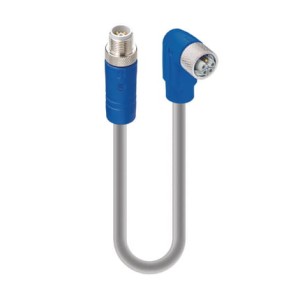 RST 5L-RKWT 5L-949/1 M,M12 Power Double-Ended Cordset: Male straight to female angled, 5-pin(4+FE), L-coded, blue body, 50 V AC/60 V DC, 16 A; PUR grey cable, 1.50 mm², Lumberg Automation