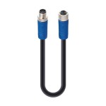RSTS 4S-RKTS 4S-915/2 M,M12 Power Double-Ended Cordset: Male straight to female straight, 4-pin(3+PE), S-coded, shielded, blue body, 600 V AC/DC, 16 A; PVC black cable, 1.50 mm², Lumberg Automation