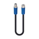 RSTS 4T-RKTS 4T-722/5 M,M12 Power Double-Ended Cordset: Male straight to female straight, 4-pin, T-coded, shielded, blue body, 50 V AC/60 V DC, 16 A; PUR black cable, 1.50 mm², Lumberg Automation
